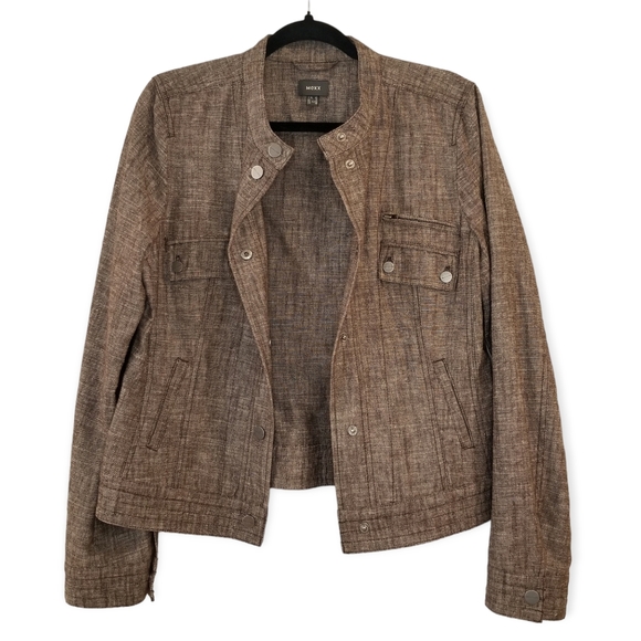 Mexx Brown Linen Jacket, US 12 - Picture 1 of 6